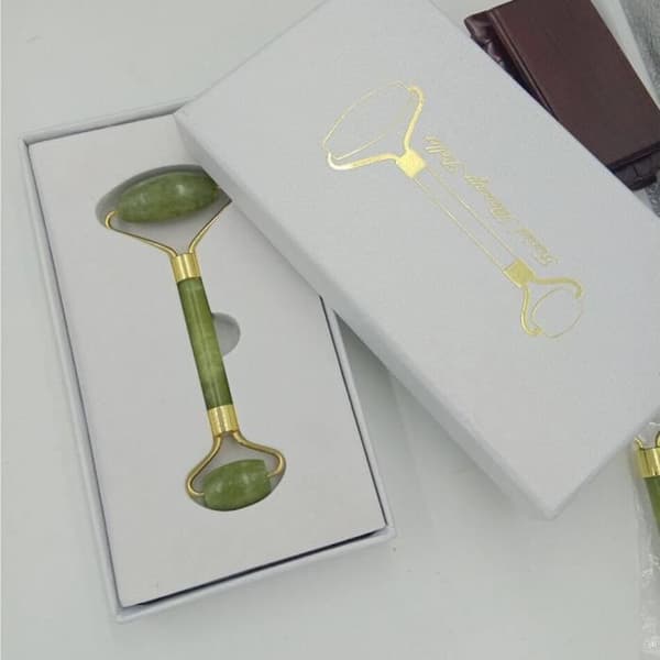Guld Jade Roller Massageapparat Ansiktsskönhet