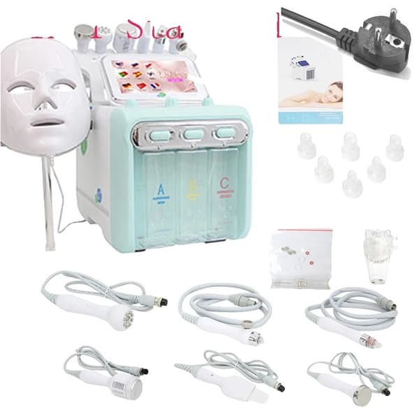 AOKO Hydro Dermabrasion Maskin, 7 Prober för Hudföryngring, CE Certifierad,standard EU-kontakt