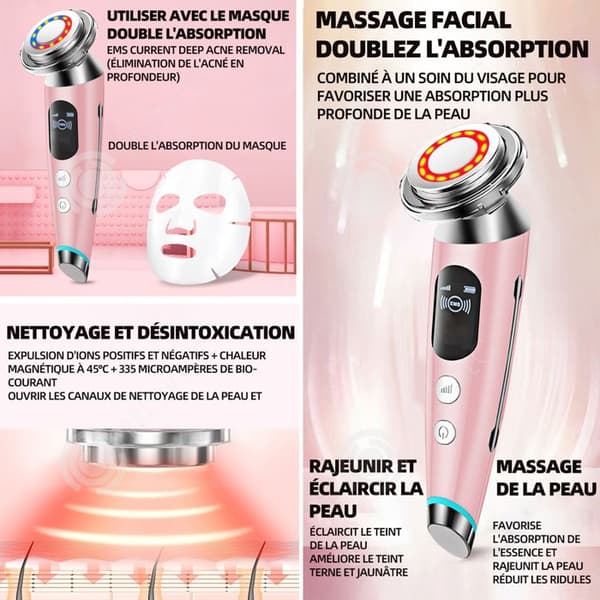 INN Beauty Device 400mah EMS 4 färglägen LCD-skärm Ansiktsmassageapparat Elektrisk skönhetsanordning Skönhetsanordning