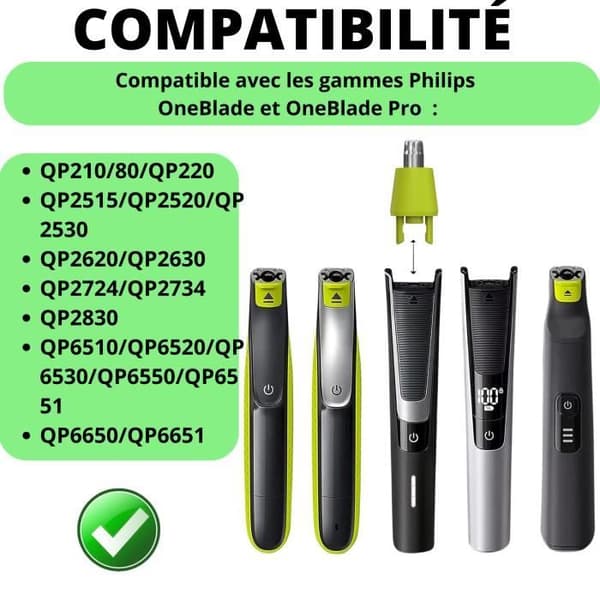 Reservdelar [Pack med 2] kompatibla med Philips OneBlade OneBlade Pro QP2530 QP2630 QP2734 QP2830 QP6510 QP6551 Phonillico®