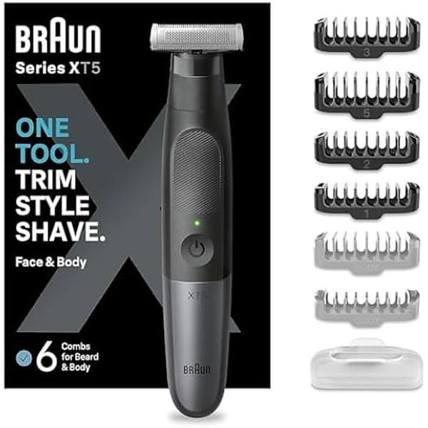 Skäggtrimmer - BRAUN - XT5200 - 4D-blad - SkinShield - Vattentät och trådlös