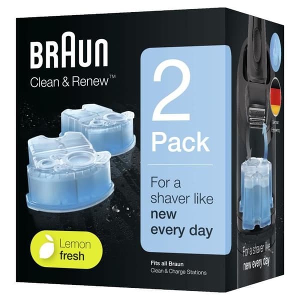 Rengöringssats för rakhyvlar - BRAUN - Rengör och förnya - Hygienisk och effektiv - 2-pack