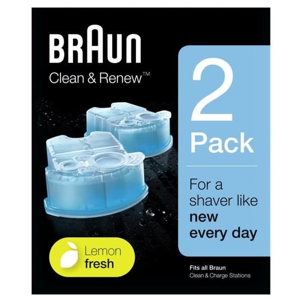 Rengöringssats för rakhyvlar - BRAUN - Rengör och förnya - Hygienisk och effektiv - 2-pack