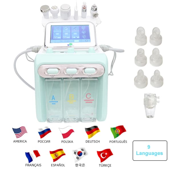 6 i 1 Hydro Dermabrasion Ansiktsmaskin, 250W Effekt, Touchskärmkontroll,Standard, EU
