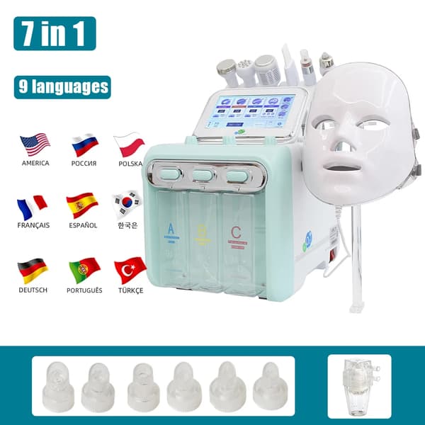 Hydro Dermabrasion Ansigtsmaskine, Hudfornyelse, Dyb Rensning,EU, grøn7 i 1