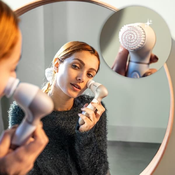 Cecotec Facial brush with 9 brush heads for face, body and feet with 360° swivel, ergonomic design and travel pouch.