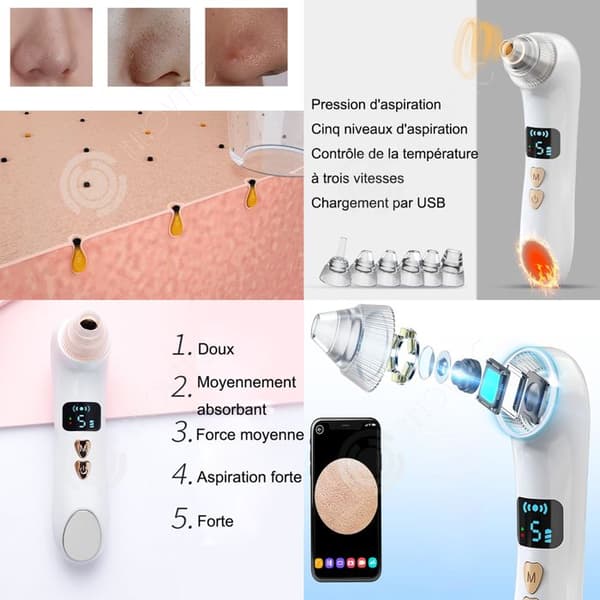 INN Blackhead dammsugare 16,5x6,5x4 cm 5 inställningar sug pormask utsug elektrisk inhalator pormask dammsugare