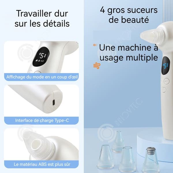 INN Svartpunkt Sugare 2-i-1 Ansiktsånga Elektrisk Inhalator 5 lägen USB-laddning Svartpunktsextraktör LCD-skärm Hemelektronik