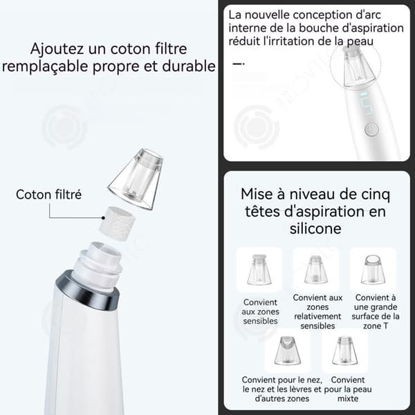 INN Aspirator för svarta prickar 400mAh Ansiktsånga Elektrisk Inhalator 5 lägen USB-laddning Svartpricksextraktor LCD-skärm Elektronisk