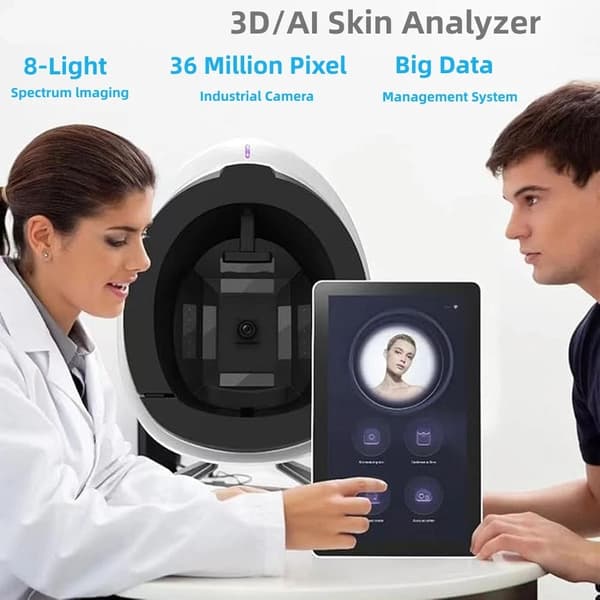 8-spektrums 3D AI professionell ansiktshudanalysator för hemmabruk och kommersiellt bruk, intelligent diagnostisk rapport