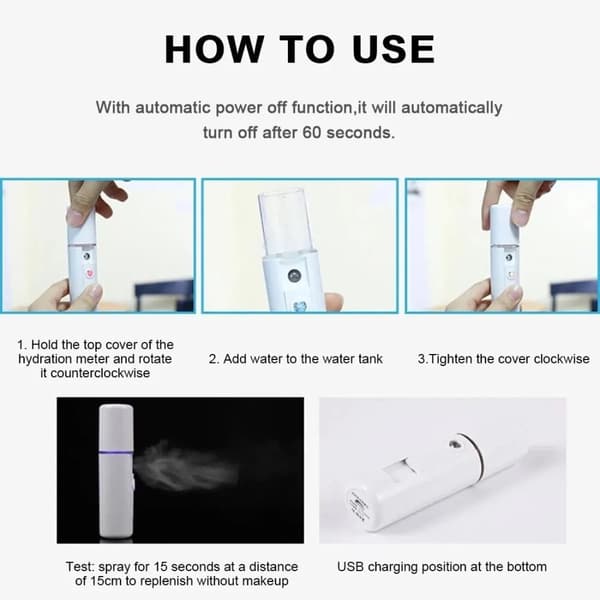 OBOSOE Kasvojen höyrystin Mist Spray Puhdistus Huokoset Vesi SPA Kosteuttava Kosteuttava Kosteuttava Kasvoruisku USB Ladattava