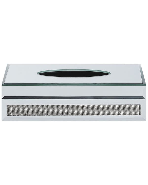 Serviet Dispenser Sølv Glas 26 x 7 cm Dekorativ Rhinsten Diamant Effekt Tilbehør til Sofabord Stue Soveværelse Indretning Glam stil
