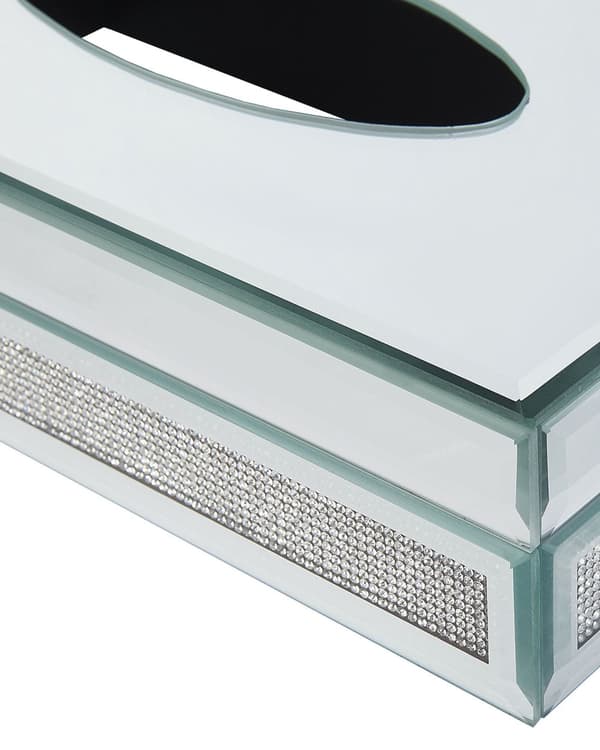 Serviet Dispenser Sølv Glas 26 x 7 cm Dekorativ Rhinsten Diamant Effekt Tilbehør til Sofabord Stue Soveværelse Indretning Glam stil