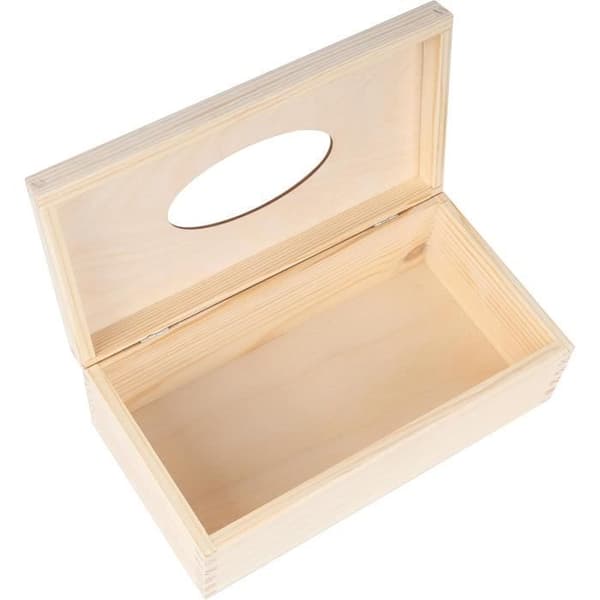 Tissue Box - Creative Deco - Rektangulär - Naturligt trä - 25,5 x 13,5 x 9 cm - Kontor/badrum