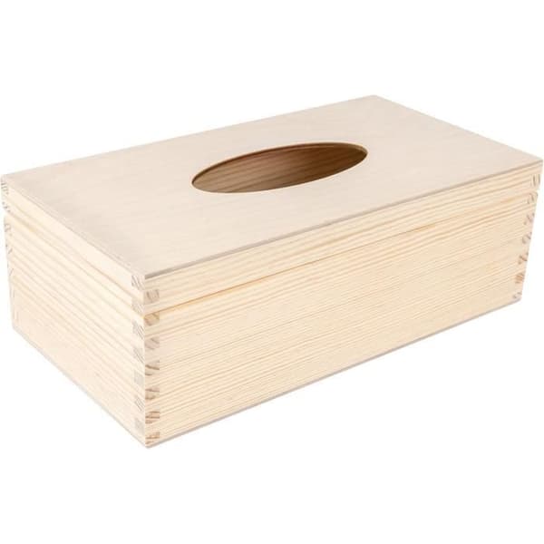 Tissue Box - Creative Deco - Rektangulär - Naturligt trä - 25,5 x 13,5 x 9 cm - Kontor/badrum