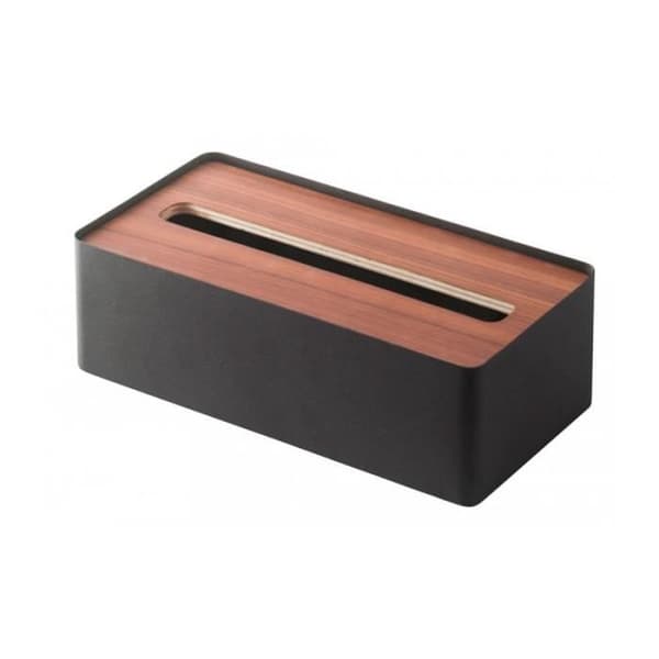 Papperslåda - YAMAZAKI - Svart Metall - Trälock - 26cm x 13cm x 8.2cm