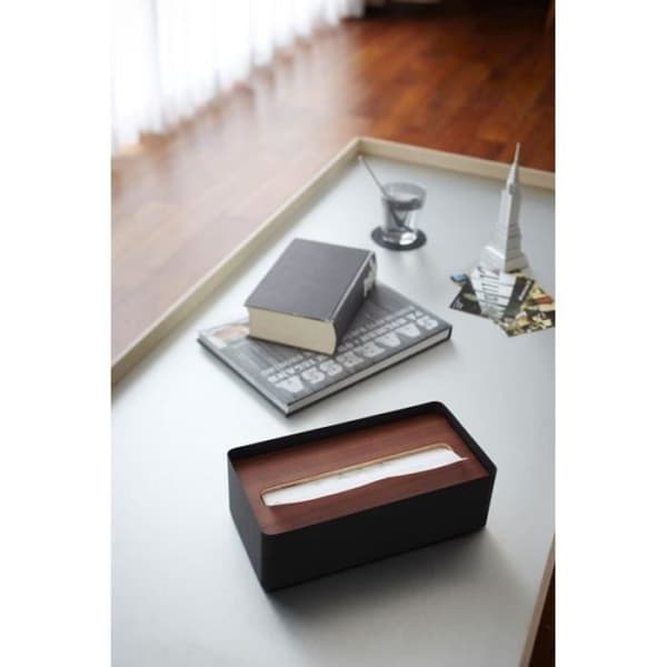 Papperslåda - YAMAZAKI - Svart Metall - Trälock - 26cm x 13cm x 8.2cm