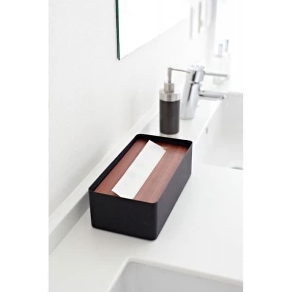 Papperslåda - YAMAZAKI - Svart Metall - Trälock - 26cm x 13cm x 8.2cm