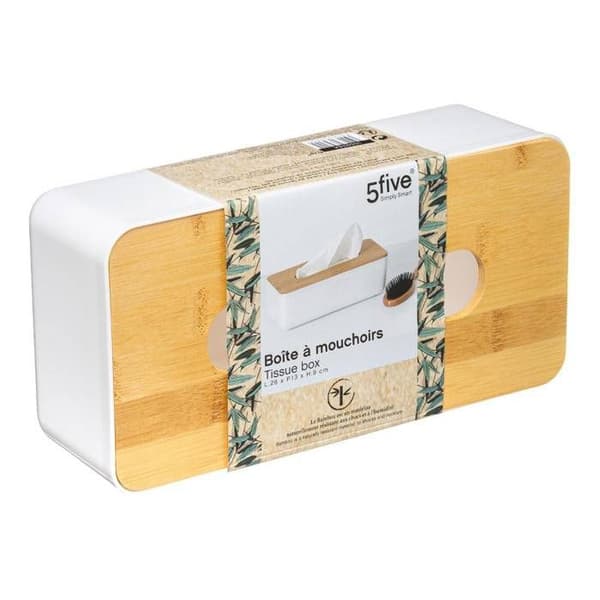 Tissue box - Vit modell - Bambu lock - Skandinavisk design - Mått 26x13x8 cm