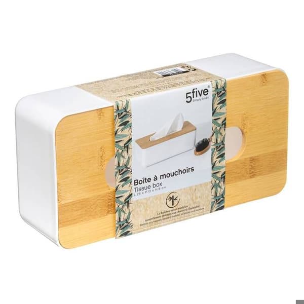 Tissue box - Vit modell - Bambu lock - Skandinavisk design - Mått 26x13x8 cm