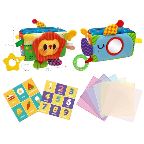 WOOPIE BABY Opettavainen Lelu Sensory Lady Tag Box nenäliinoilla.