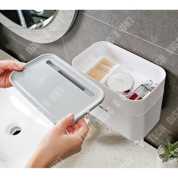 TD® vit badrumsförvaringslåda med plastlock vävtillbehörshållare telefonhållare organiseringslåda