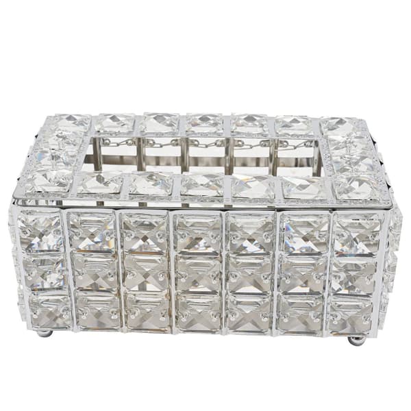Tissue Box Cover, Elegant Crystal Look, Easy Refill Lid, Compact Design