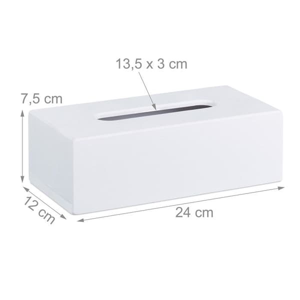 Relaxdays Tissue Box, dispensera för våtservetter badrum, kök, bambumaterial, HLP: 7,5 x 24 x 12 cm, vit