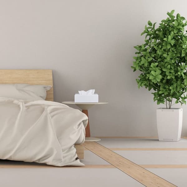 Relaxdays Tissue Box, dispensera för våtservetter badrum, kök, bambumaterial, HLP: 7,5 x 24 x 12 cm, vit