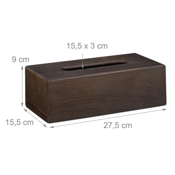 Relaxdays Fyllbar kosmetikservettlåda, näsdukshållare, bambudispenser, 9 x 27,5 x 15,5 cm, brun