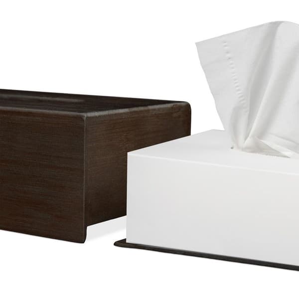 Relaxdays Fyllbar kosmetikservettlåda, näsdukshållare, bambudispenser, 9 x 27,5 x 15,5 cm, brun