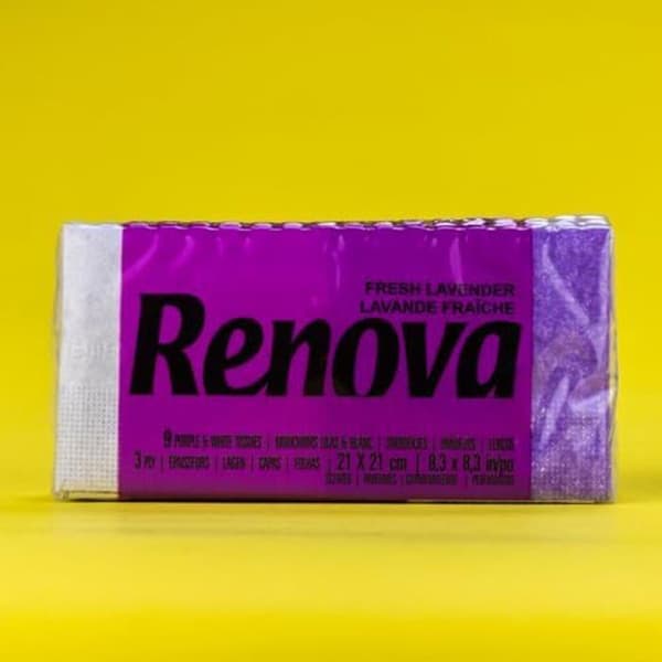 Papper servietter - RENOVA - Röd etikett - Doftande lavendel - Förpackning med 6 - Mycket mjuka