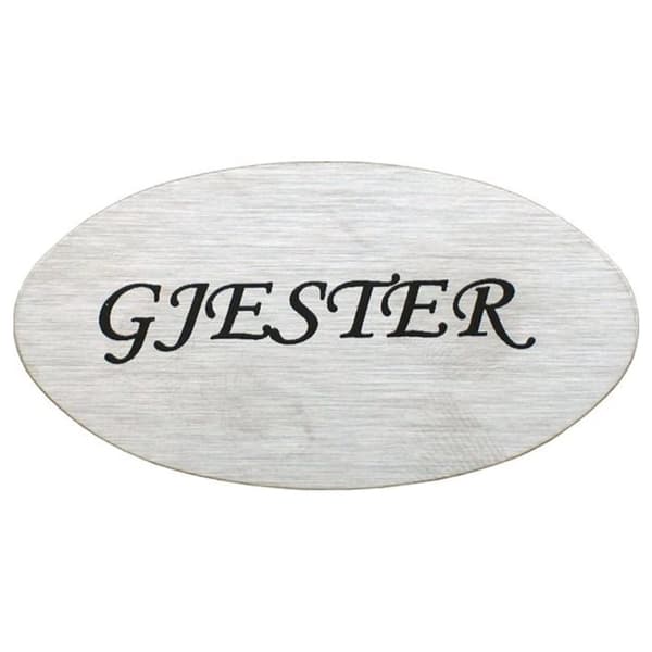 Esbada dørskilt GJESTER matt  børstet Stål
