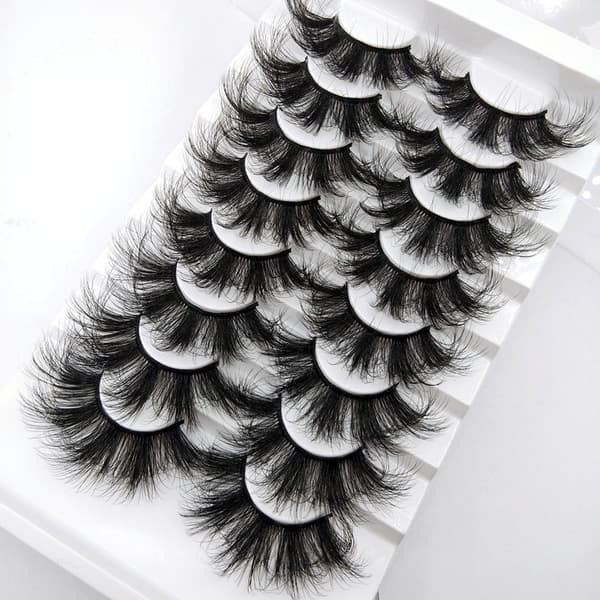 8-par lösögonfransar -25MM - 6D faux mink - 6D-15 Svart