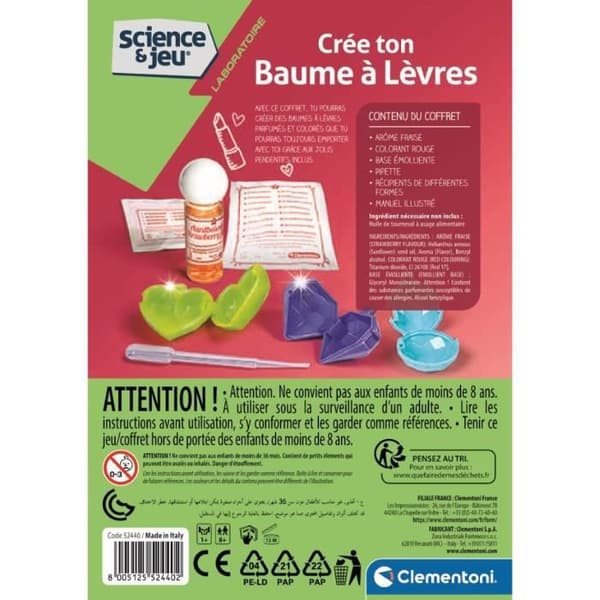 CLEMENTONI Science & Jeu - Läppbalsam - Vetenskapligt spel