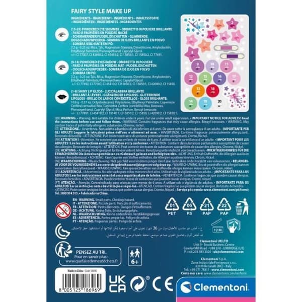 Clementoni - Fairy Style Makeup Palette - Crazy Chic - Girl Box With Integrated Mirror