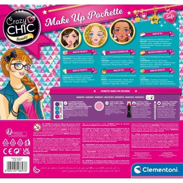 Clementoni Crazy Chic - Washable Makeup Pocket - Innehåller 5 sminkprodukter