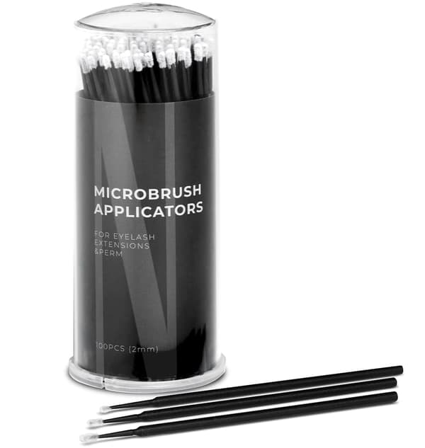 Mikrobørsteapplikatorer til øjenvipper Nanolash 100 st - fiberløse applikatorerr, fnugfri applikatorer, engangs øjenvippeapplikatore