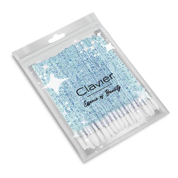 CLAVIER Glitter-huulikiillon applikaattori, sininen ja valkoinen - 50 kpl.