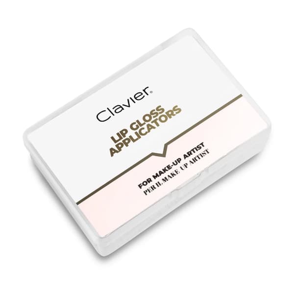CLAVIER Lipgloss applikator i etui - sort og hvid glitter - 50 stk.