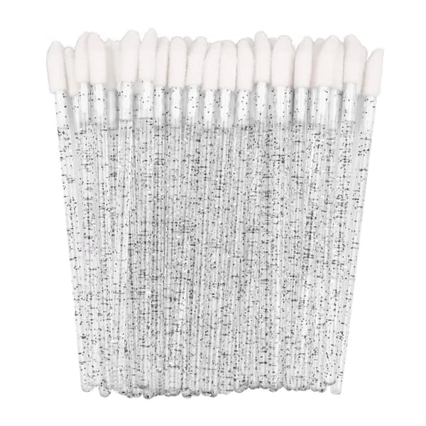 CLAVIER Lipgloss applikator i etui - sort og hvid glitter - 50 stk.