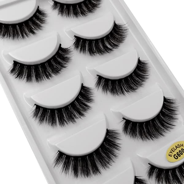 5 par falske øyevipper - 3D faux mink - G600
