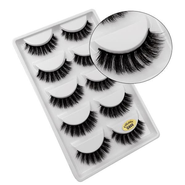 5-par lösögonfransar - 3D faux mink - G600
