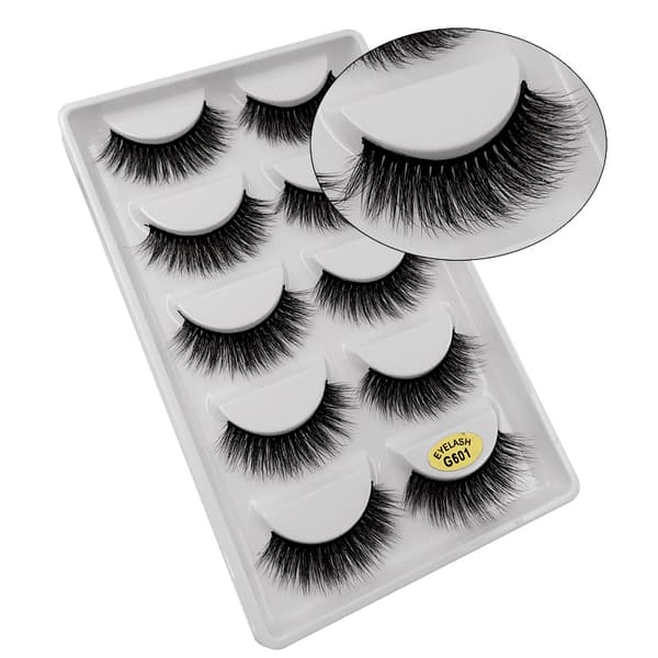 5 par falske øyevipper - 3D faux mink - G601