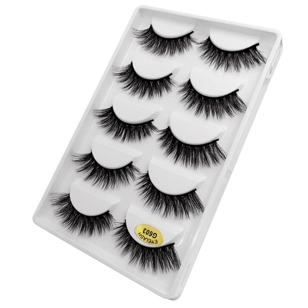 5 par falske øjenvipper - 3D faux mink - G603
