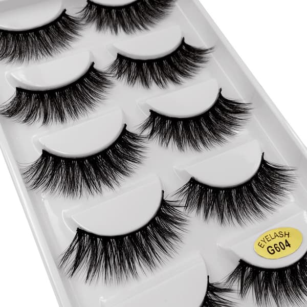 5 par falske øyevipper - 3D faux mink - G604
