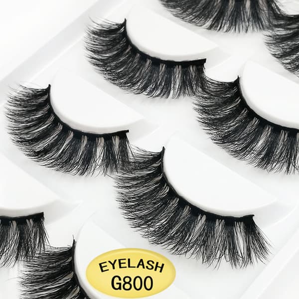 5 par falske øyevipper - 3D faux mink - G800