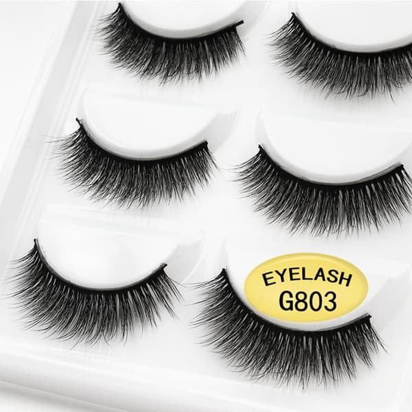 5 par falske øyevipper - 3D faux mink - G803