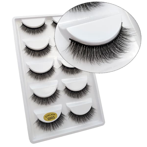 5 par falske øyevipper - 3D faux mink - G803