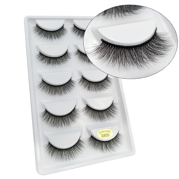 5 par falske øyevipper - 3D faux mink - G805